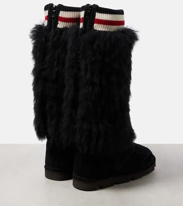 Mountain shearling-trimmed suede knee-high boots | Brunello Cucinelli