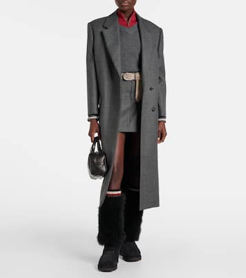 Mountain shearling-trimmed suede knee-high boots | Brunello Cucinelli