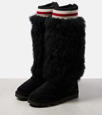 Mountain shearling-trimmed suede knee-high boots | Brunello Cucinelli