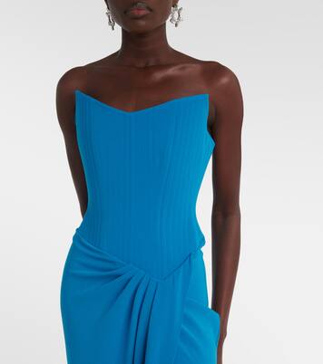 Abito lungo in crêpe drappeggiato | Alex Perry