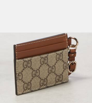 GG Canvas leather-trimmed card case | Gucci