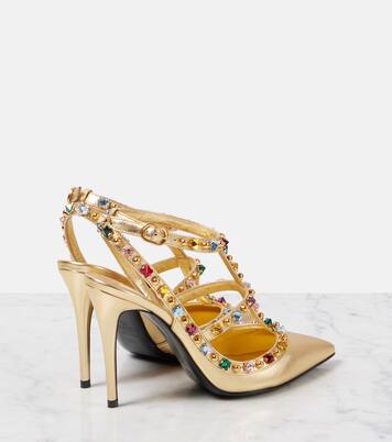 Rockstud 100 embellished leather pumps | Valentino Garavani