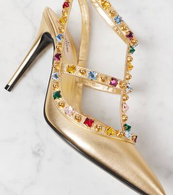 Rockstud 100 embellished leather pumps | Valentino Garavani