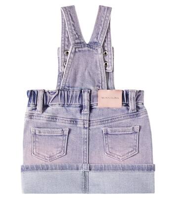 Baby floral-appliqué denim overalls | Monnalisa