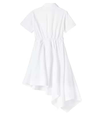 Logo asymmetric cotton shirt dress | Balmain Kids