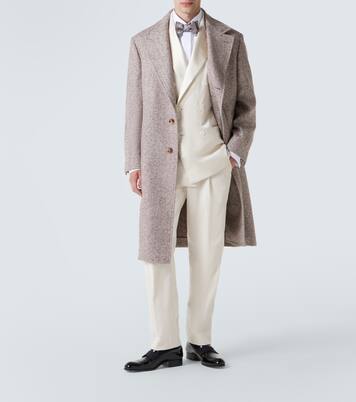 Herringbone wool and alpaca-blend overcoat | Brunello Cucinelli