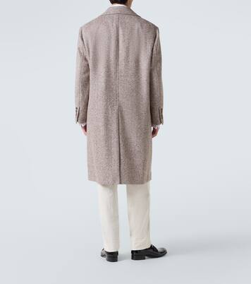 Herringbone wool and alpaca-blend overcoat | Brunello Cucinelli