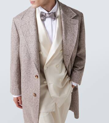 Herringbone wool and alpaca-blend overcoat | Brunello Cucinelli
