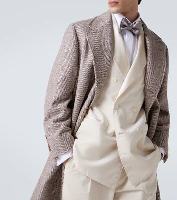 Herringbone wool and alpaca-blend overcoat | Brunello Cucinelli