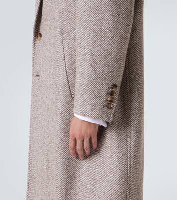 Herringbone wool and alpaca-blend overcoat | Brunello Cucinelli