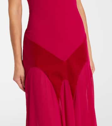 Robe longue en georgette de soie et velours | McQueen