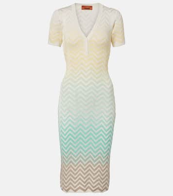Zigzag knitted cotton-blend midi dress | Missoni