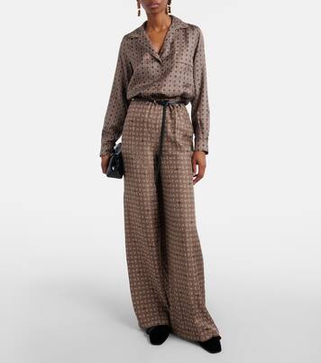 Pantalon ample Vischio imprimé en satin de soie | Max Mara