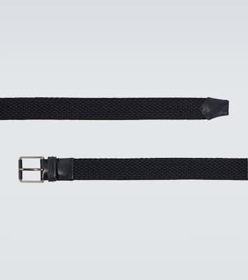 Braided leather-trimmed belt | Zegna