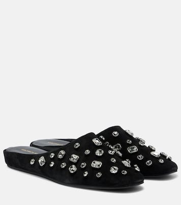 Narcisa crystal-embellished suede mules | Veronica Beard