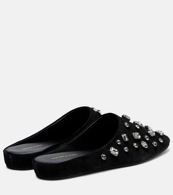 Narcisa crystal-embellished suede mules | Veronica Beard