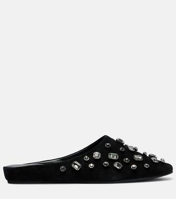 Narcisa crystal-embellished suede mules | Veronica Beard