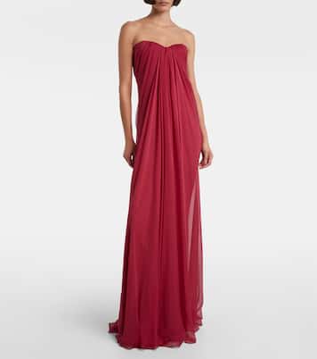 Abito lungo in chiffon di seta | McQueen