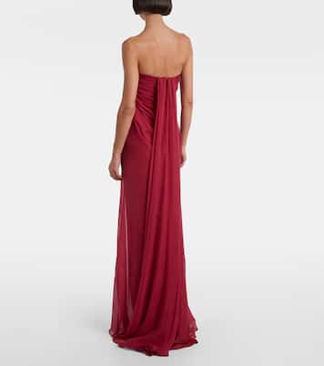 Abito lungo in chiffon di seta | McQueen