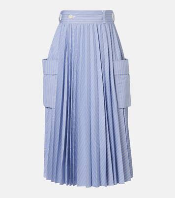 Striped cotton-blend midi skirt | Sacai