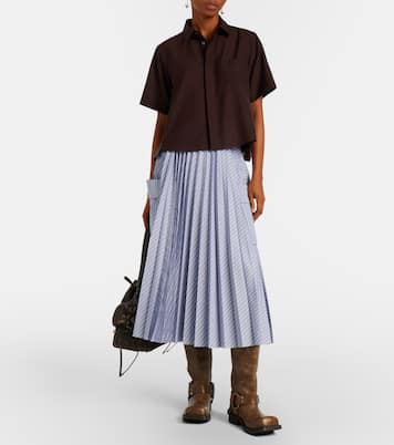 Striped cotton-blend midi skirt | Sacai