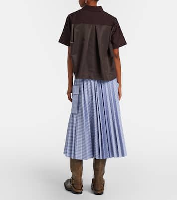 Striped cotton-blend midi skirt | Sacai
