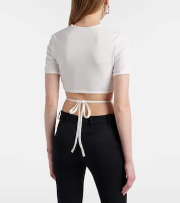 Logo cutout tie-back cotton crop top | Courrèges