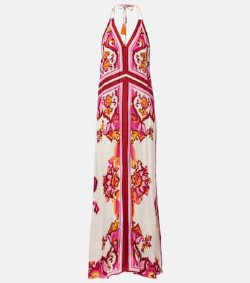 Mary printed halterneck satin maxi dress | Poupette St Barth