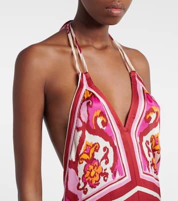 Mary printed halterneck satin maxi dress | Poupette St Barth