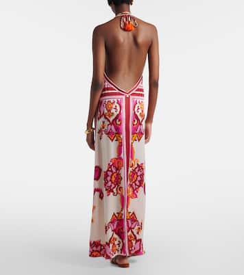 Mary printed halterneck satin maxi dress | Poupette St Barth