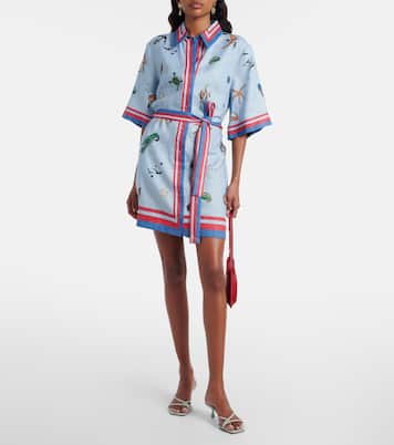 Printed belted linen shirt dress | Alémais