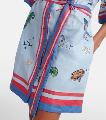 Printed belted linen shirt dress | Alémais