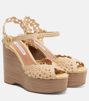 Bossa Nova raffia wedge sandals | Aquazzura