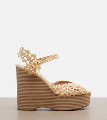 Bossa Nova raffia wedge sandals | Aquazzura