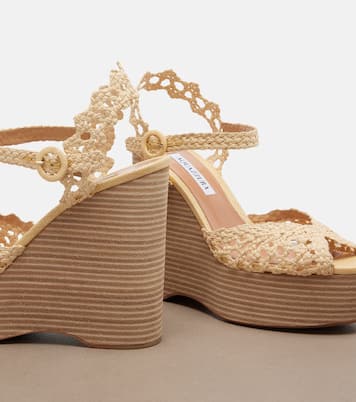 Bossa Nova raffia wedge sandals | Aquazzura