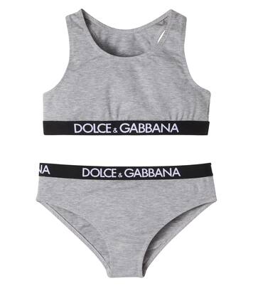 Cotton-blend jersey top and briefs set | Dolce&Gabbana Kids
