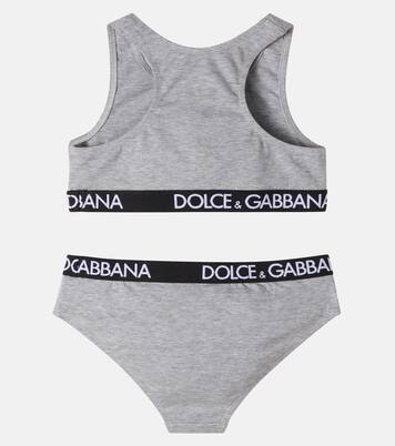 Cotton-blend jersey top and briefs set | Dolce&Gabbana Kids