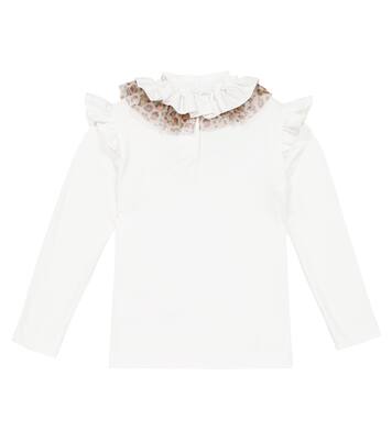 Ruffle-trimmed cotton jersey top | Monnalisa