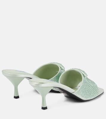 Crystal-embellished satin mules | Prada