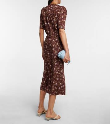 Robe midi Mika en soie mélangée à fleurs | Veronica Beard