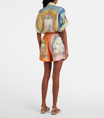 Monte printed high-rise linen shorts | Alémais