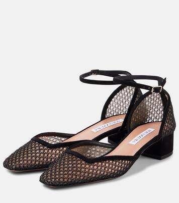Asha 35 suede-trimmed mesh pumps | Aquazzura