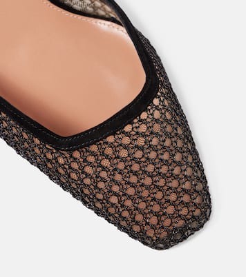 Asha 35 suede-trimmed mesh pumps | Aquazzura
