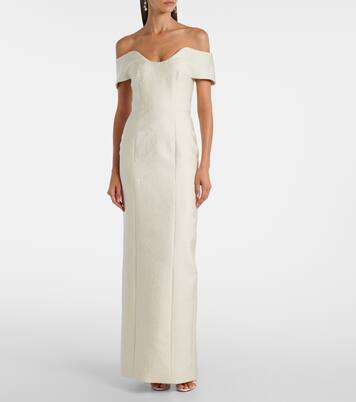 Robe longue Aislinn en cloqué crayon à fleurs | Emilia Wickstead