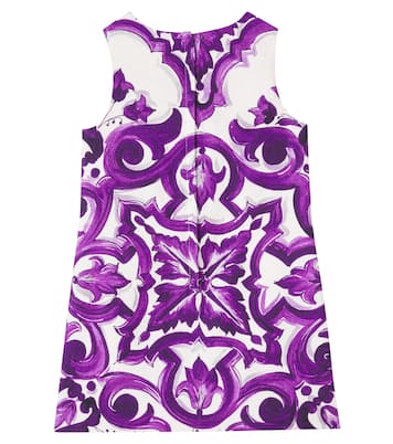 Abito Majolica in misto cotone e lino | Dolce&Gabbana Kids
