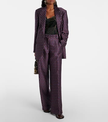 Printed wool, cotton, and linen-blend blazer | Dries Van Noten