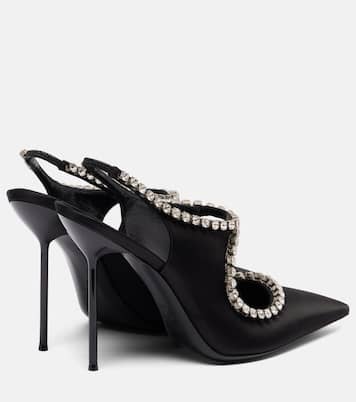 Lidia 105 embellished satin slingback pumps | Paris Texas