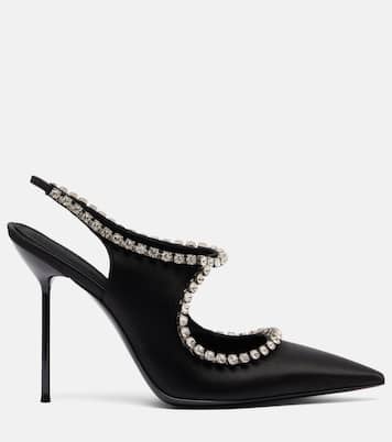 Lidia 105 embellished satin slingback pumps | Paris Texas