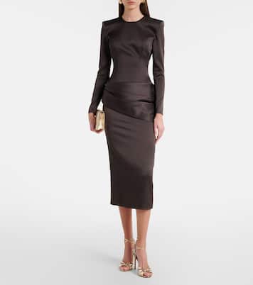 Draped satin crêpe cocktail dress | Alex Perry