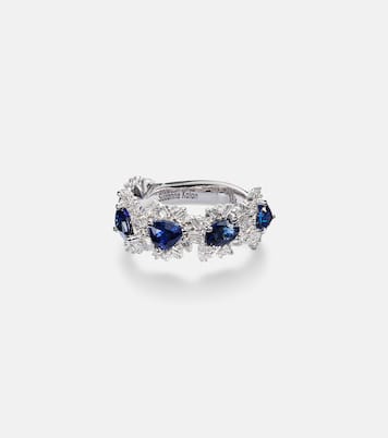 Bague en or blanc 18 ct, saphirs et diamants | Suzanne Kalan